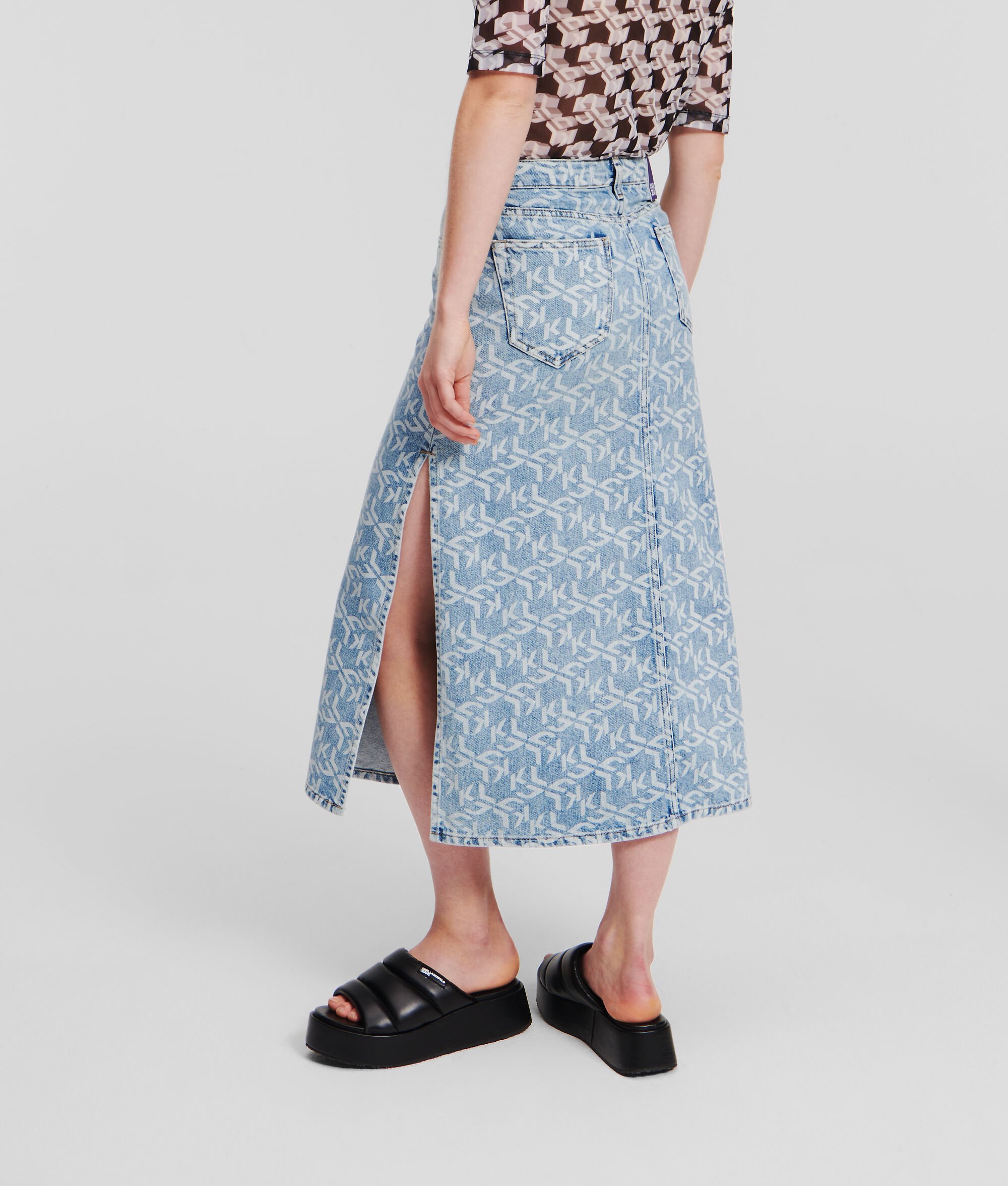 (image for) Sophisticated KLJ Monogram Denim Maxi Skirt